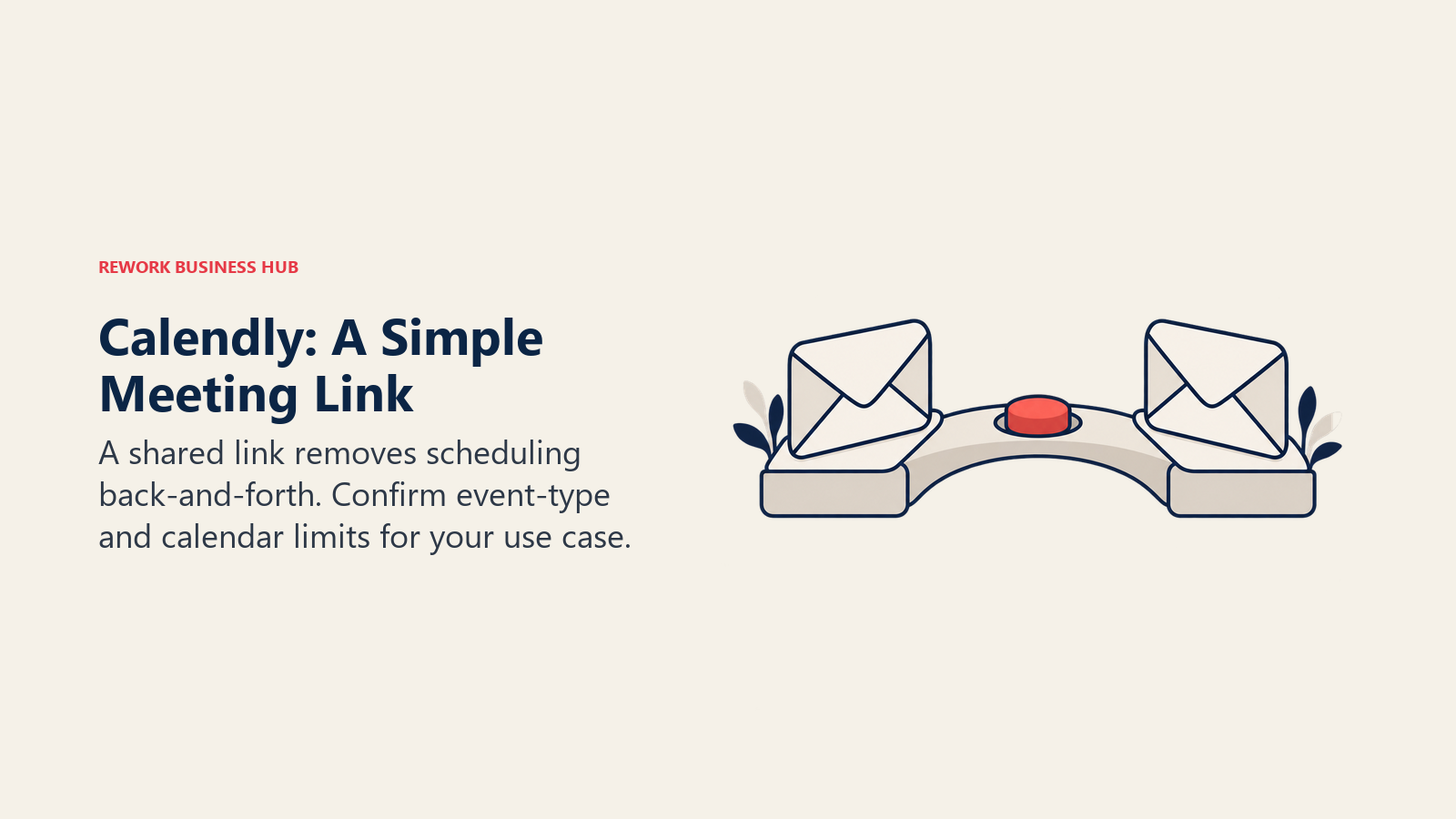 Calendly: A Simple Meeting Link: A shared link removes scheduling back-and-forth. Confirm event-type and calendar limits for your use case.