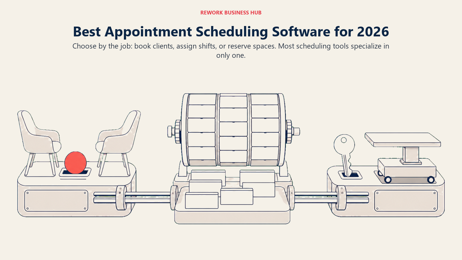 Scheduling exchange separating client appointments, staff shifts, and room reservations