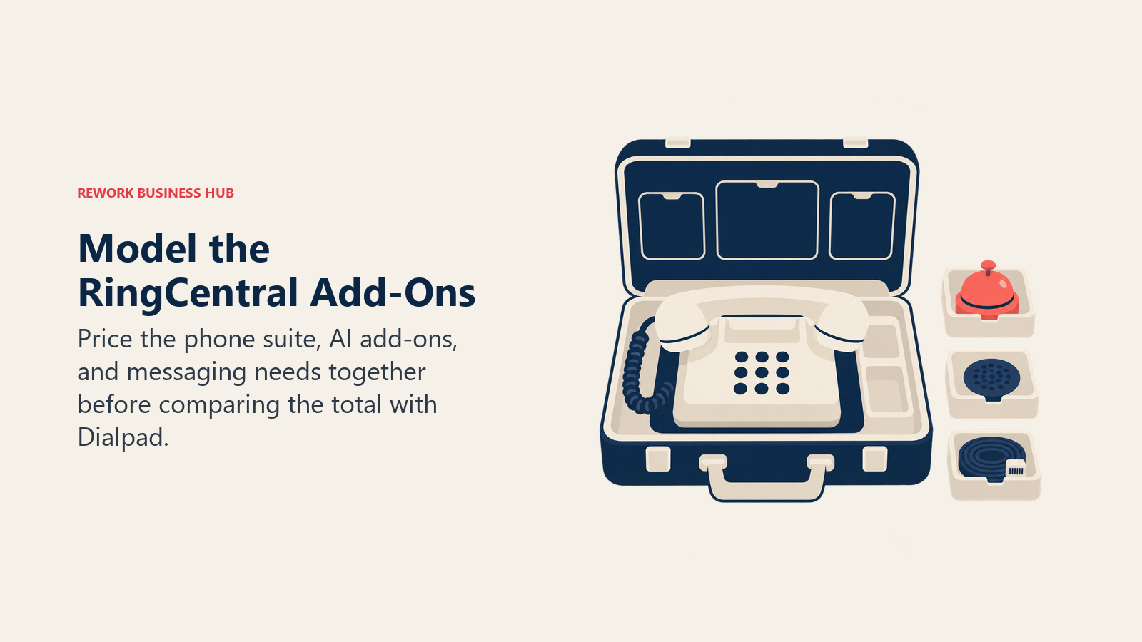 Model the RingCentral Add-Ons: Price the phone suite, AI add-ons, and messaging needs together before comparing the total with Dialpad.
