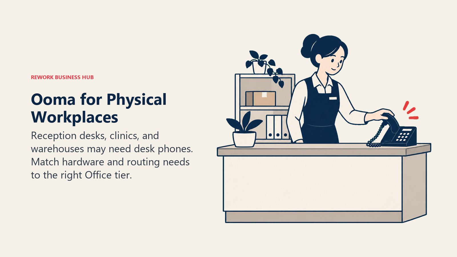 Ooma for Physical Workplaces illustrated with front counter