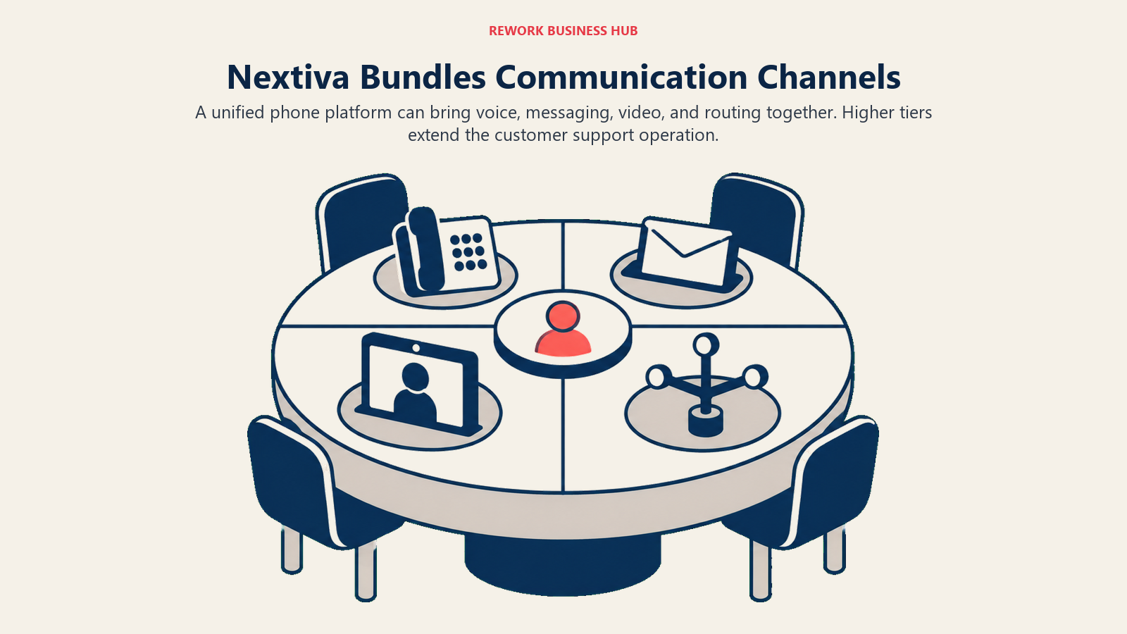 Nextiva Bundles Communication Channels illustrated with shared channel table