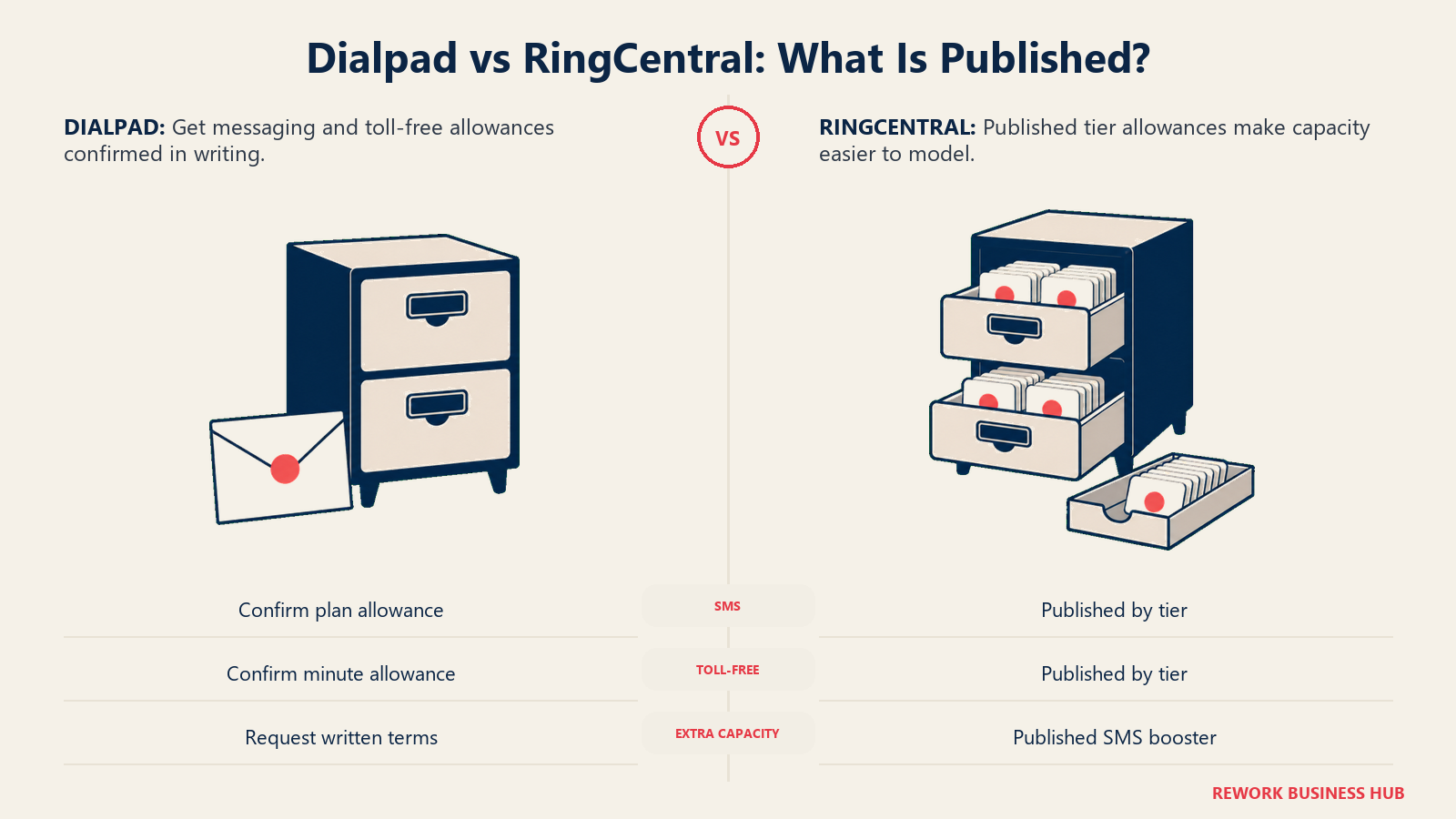 Dialpad vs RingCentral: What Is Published? illustrated with open and closed capacity