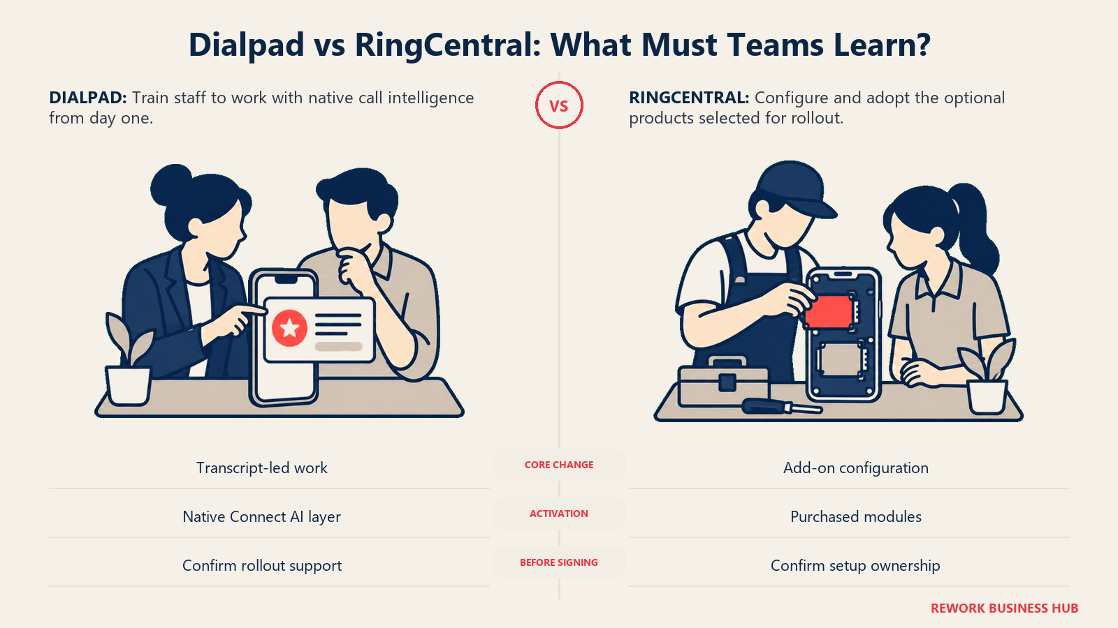 Dialpad vs RingCentral: What Must Teams Learn? illustrated with rollout training