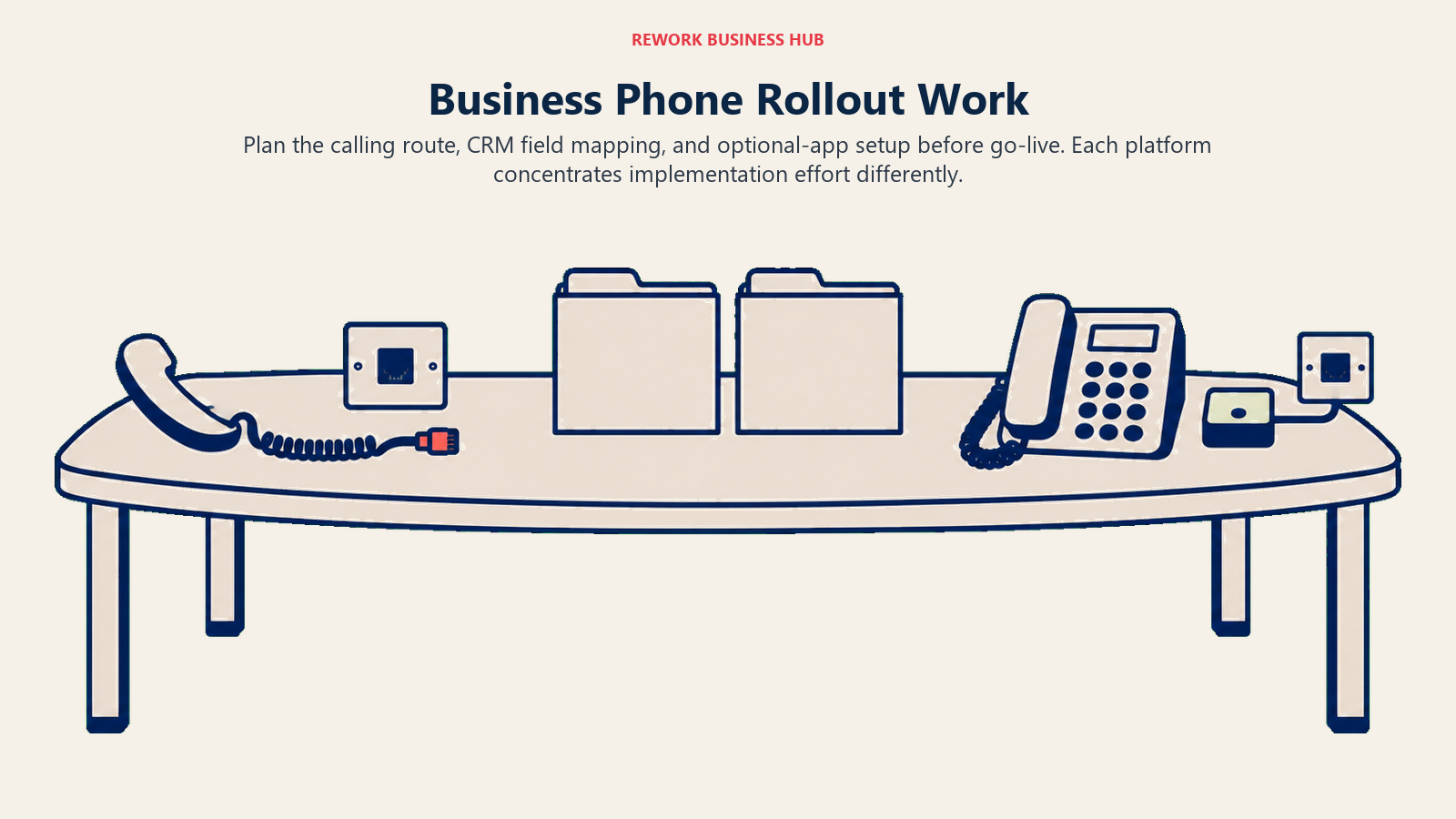 Business Phone Rollout Work illustrated with implementation workbench