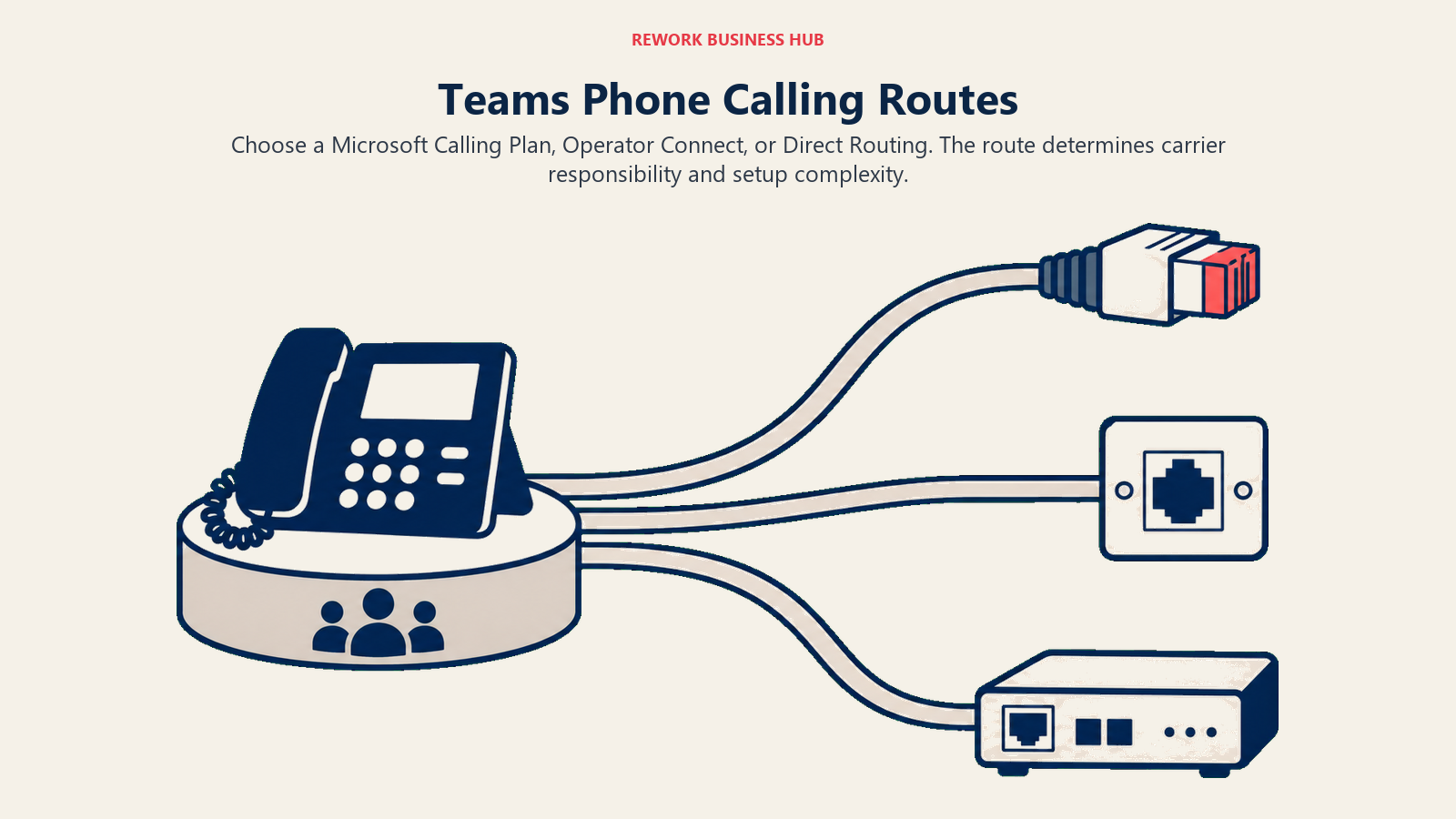Teams Phone Calling Routes illustrated with three calling routes