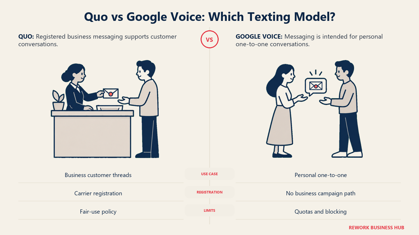 Quo vs Google Voice: Which Texting Model? illustrated with texting context