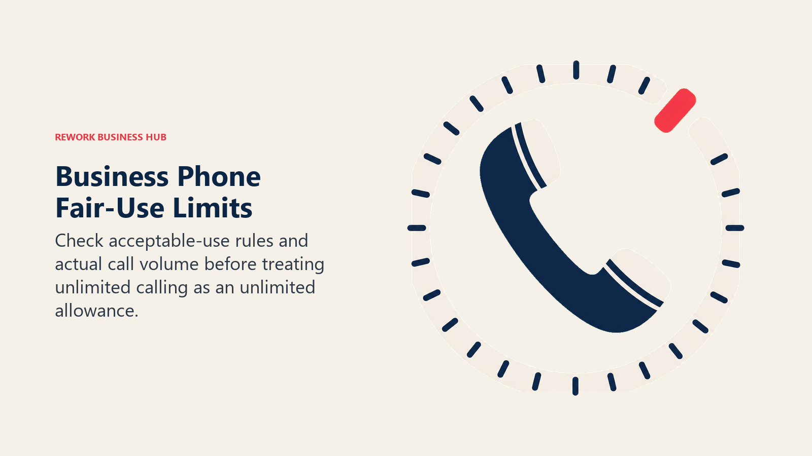 Business Phone Fair-Use Limits: Telephone handset inside a measuring dial with a visible fair-use boundary.