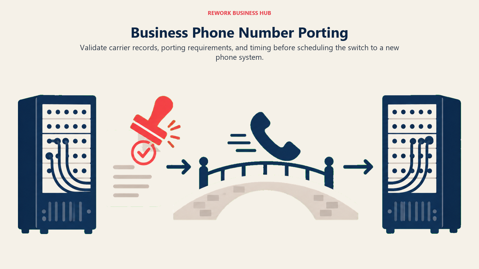 Business Phone Number Porting: Verified carrier paperwork and a telephone token crossing between carrier systems.