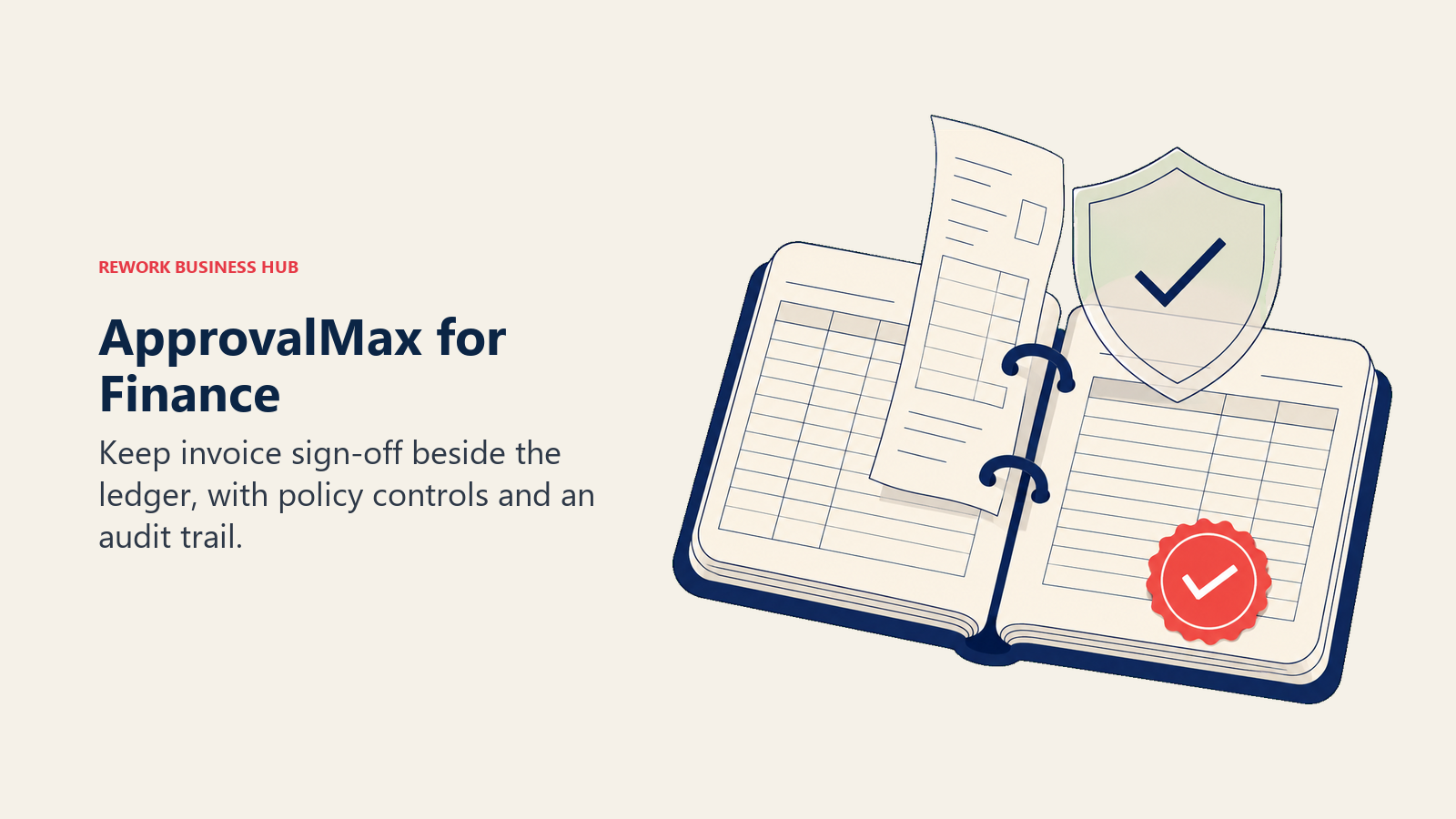 An approval shield protects a bill linked to an accounting ledger