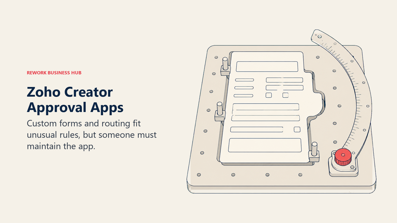 Custom approval form assembled from modular pieces on an application workbench.