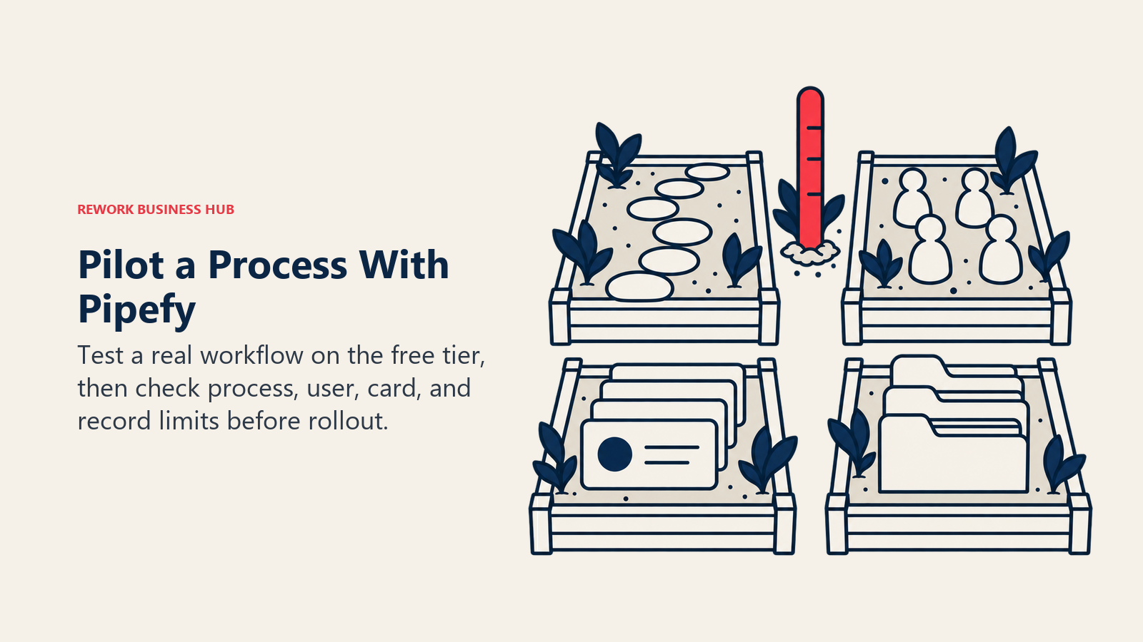 Pilot a Process With Pipefy: Four bounded spaces representing process, user, case-card, and record allowances.