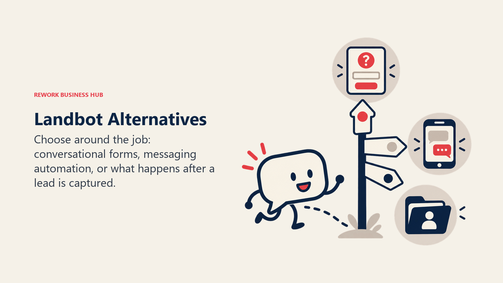 Landbot alternatives organized around conversational forms, messaging automation, and lead management