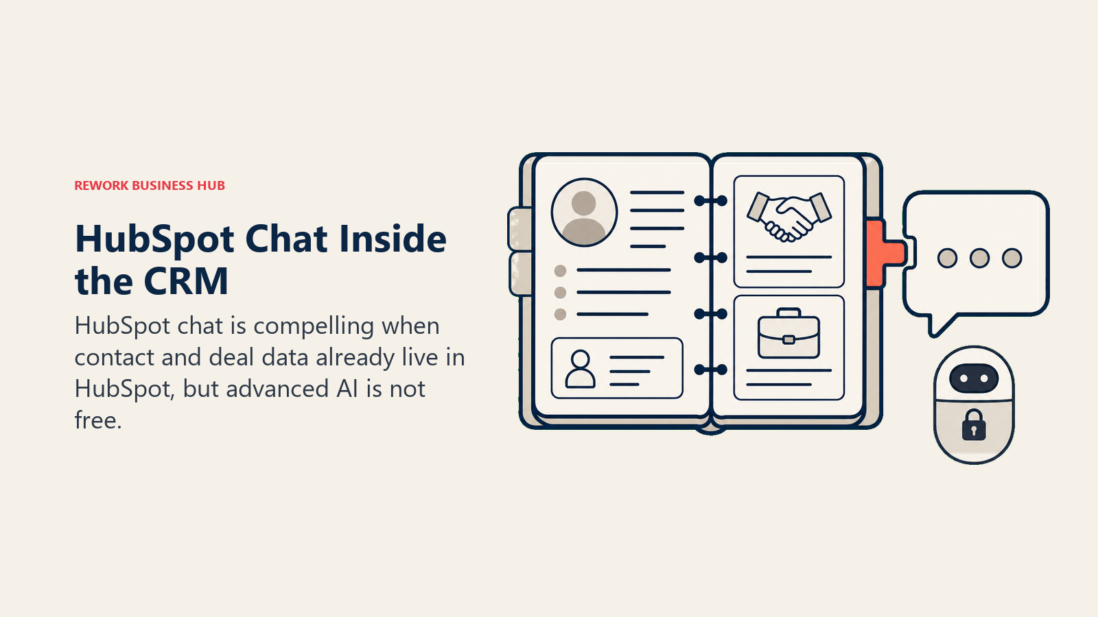 HubSpot Chat Inside the CRM illustrated with chat bubble docked into CRM record