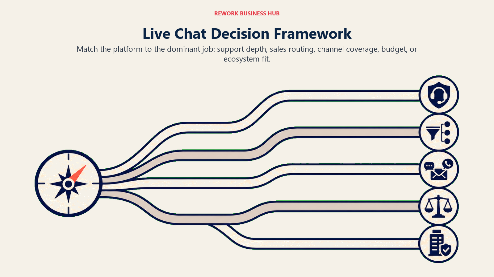 Live Chat Decision Framework illustrated with wide five-route decision map