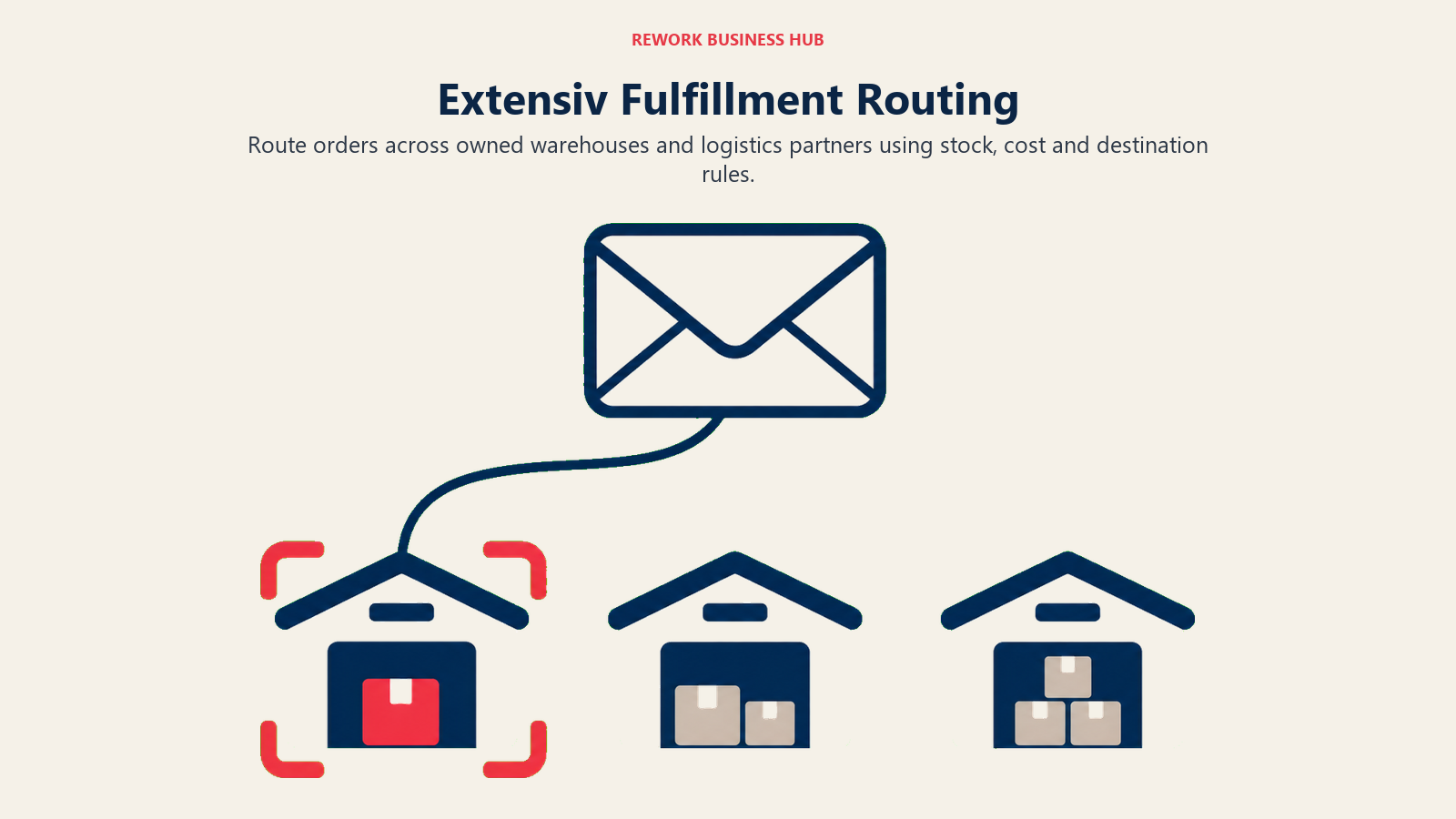 Extensiv Fulfillment Routing: Route orders across owned warehouses and logistics partners using stock, cost and destination rules.