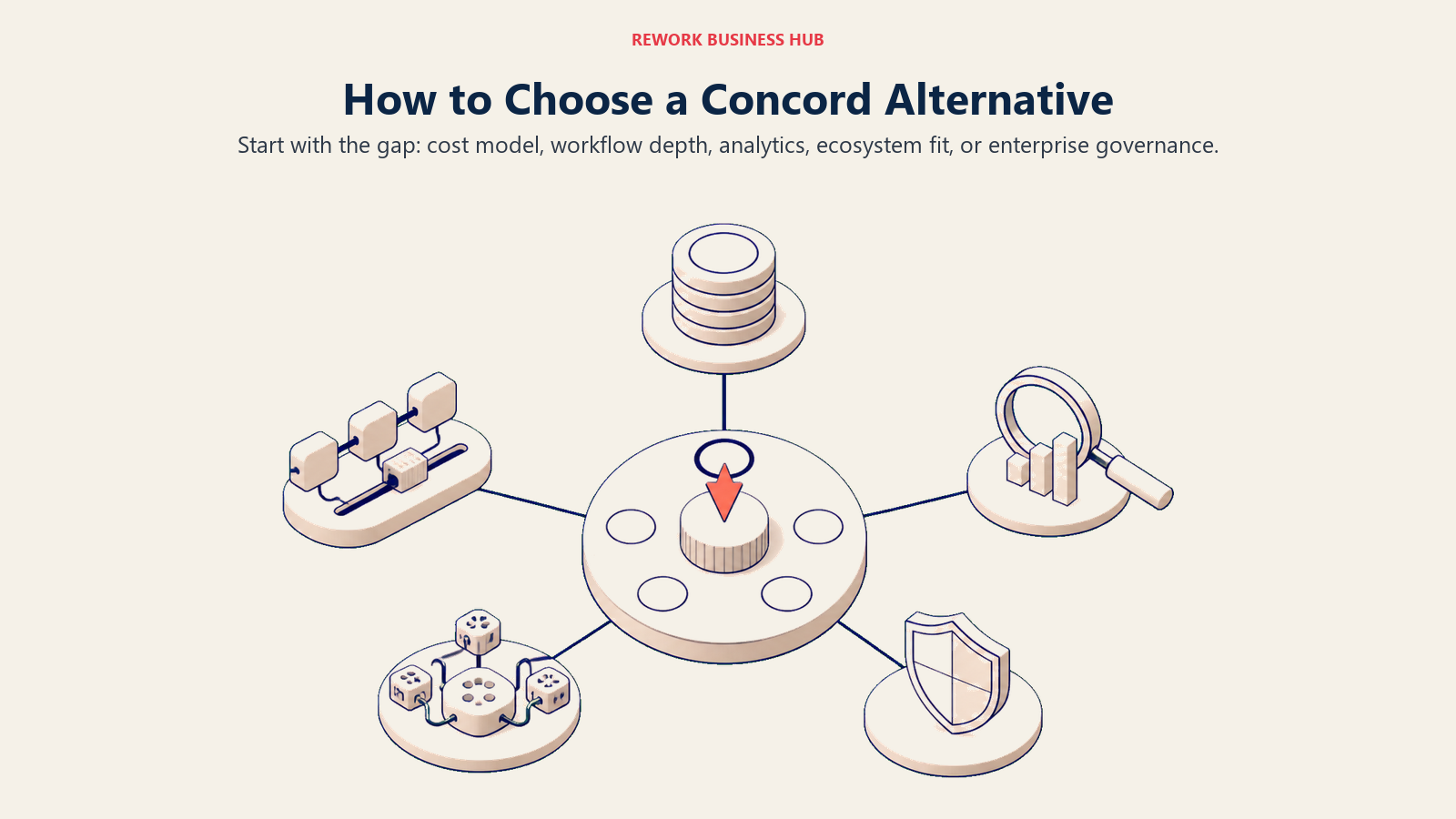 How to choose a Concord alternative using a selector for cost, workflow, analytics, ecosystem, and governance needs