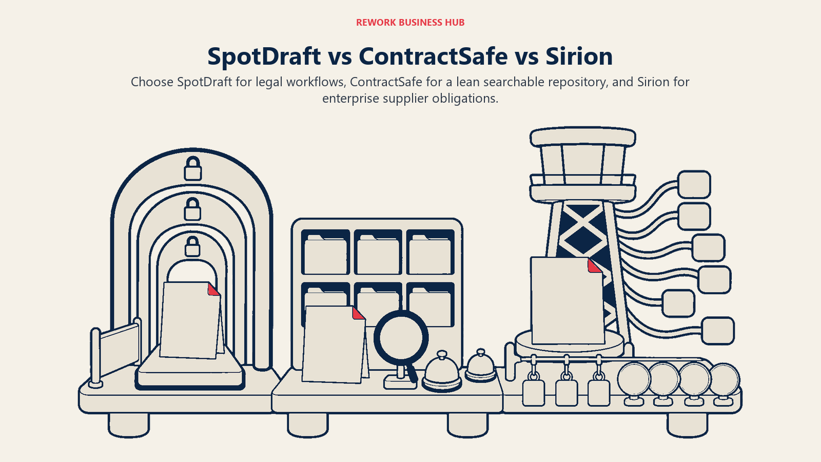 SpotDraft, ContractSafe dan Sirion dibandingkan melalui aliran kerja undang-undang, repositori yang boleh dicari dan stesen pengurusan obligasi pembekal