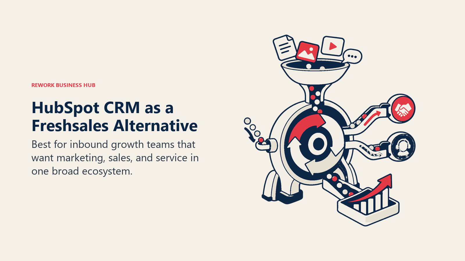 HubSpot CRM as a Freshsales alternative illustrated by marketing, sales, and service suite