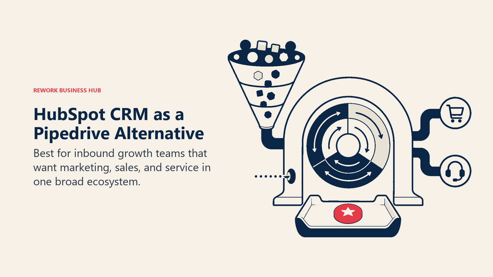 HubSpot CRM as a Pipedrive alternative illustrated by marketing, sales, and service suite