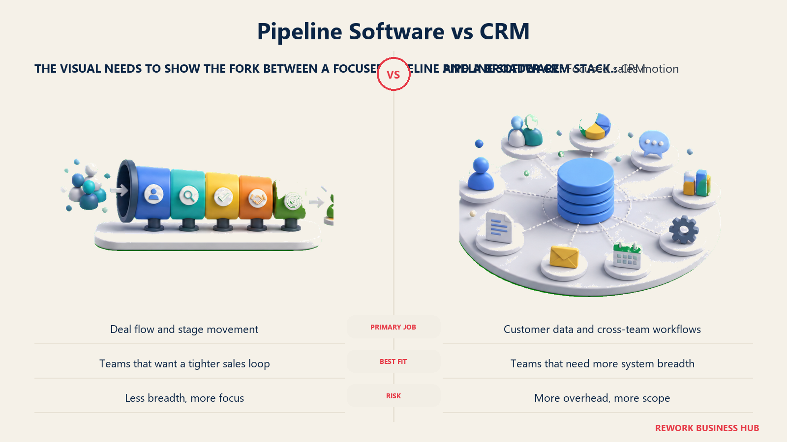 Pipeline Software vs CRM comparison visual