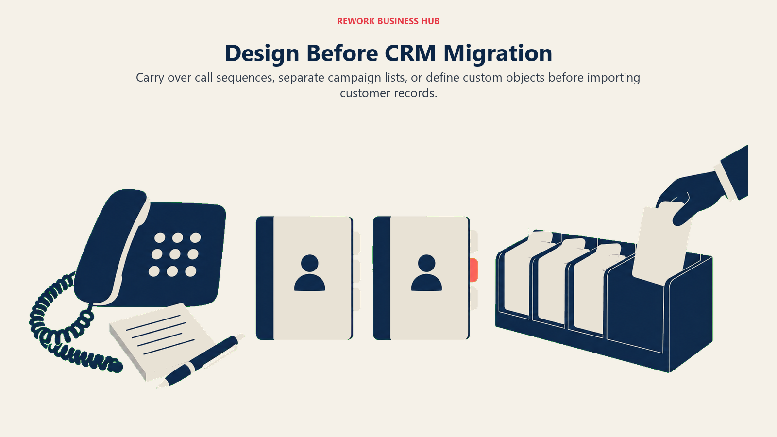 Design Before CRM Migration: Carry over call sequences, separate campaign lists, or define custom objects before importing customer records.