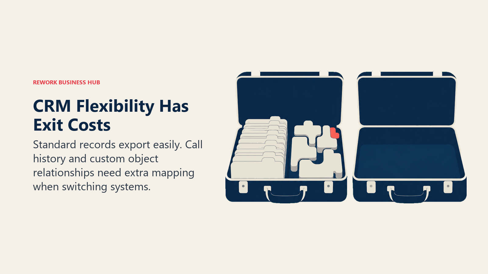 CRM Flexibility Has Exit Costs: Standard records export easily. Call history and custom object relationships need extra mapping when switching systems.