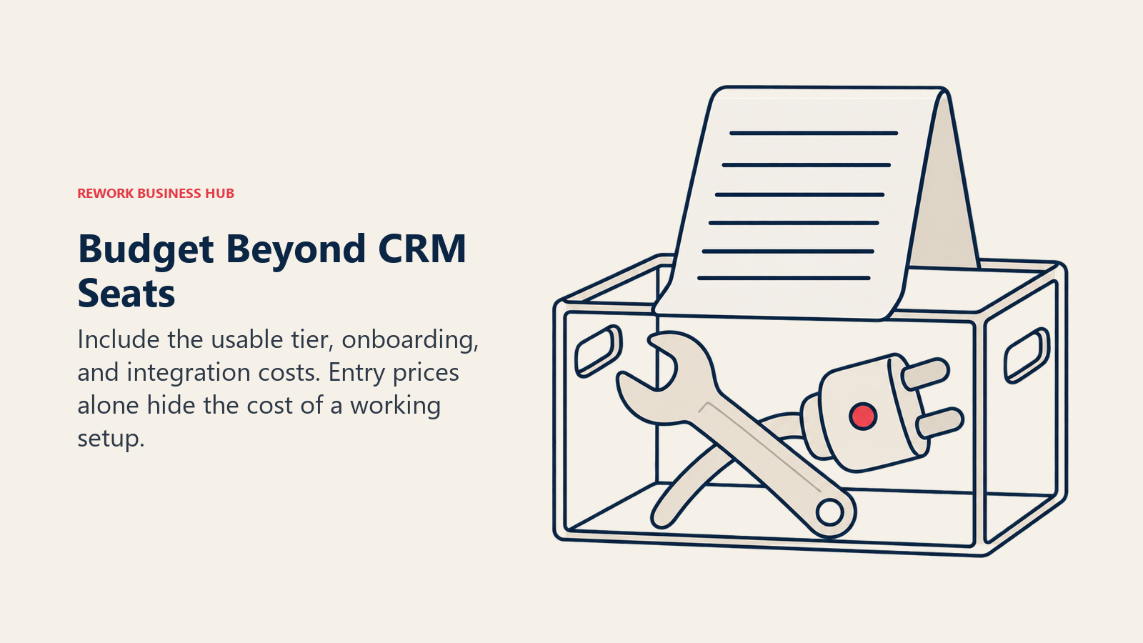 CRM ownership cost shown as an invoice supported by onboarding and integration work