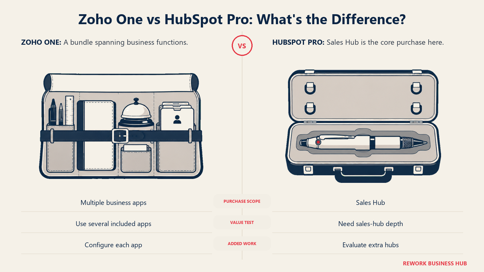 Zoho One multi-app tool roll compared with a focused HubSpot Sales Hub case