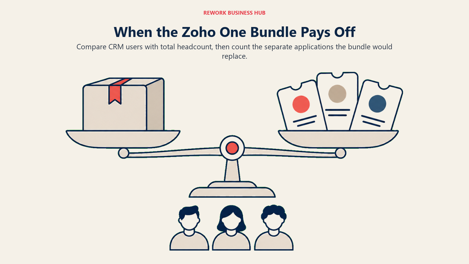 Zoho One bundle balanced against separate subscriptions with employee headcount as a deciding factor