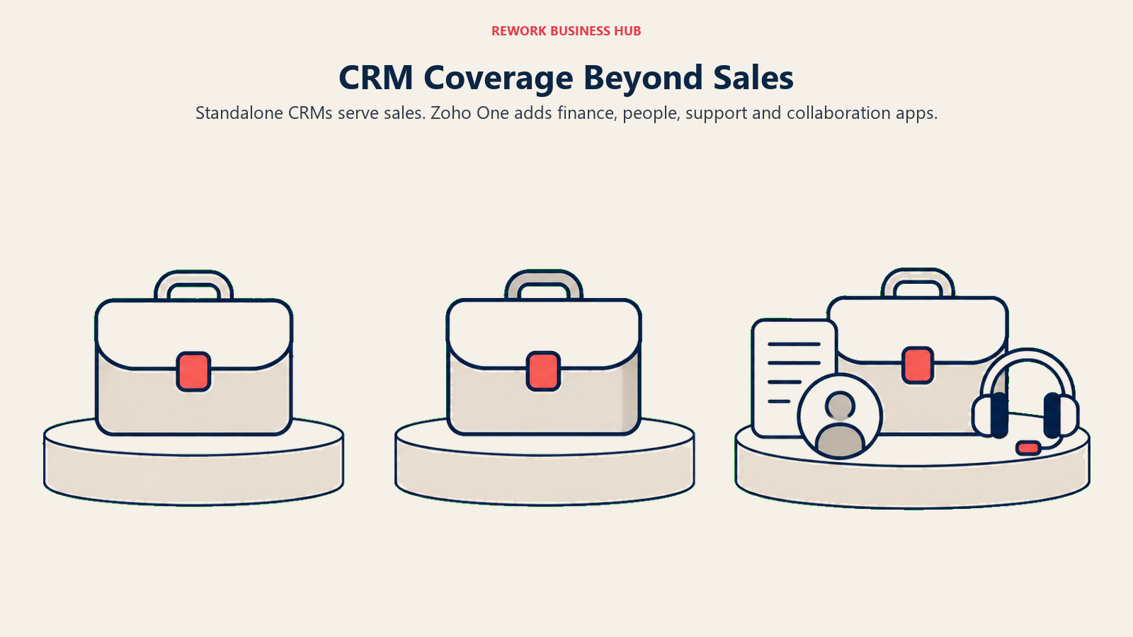 Standalone sales CRMs compared with a Zoho One bundle that also serves finance, people and support