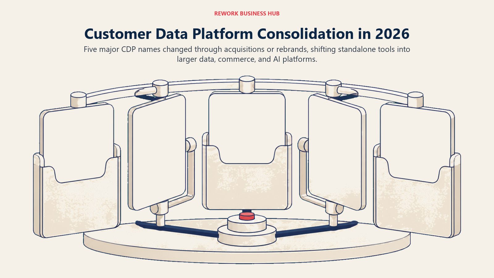Customer data platform consolidation in 2026 shown through acquisitions, rebrands, and parent-platform shifts