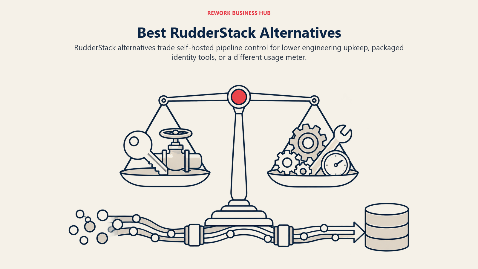 Best RudderStack alternatives shown as a balance between self-hosted pipeline control and ongoing engineering maintenance
