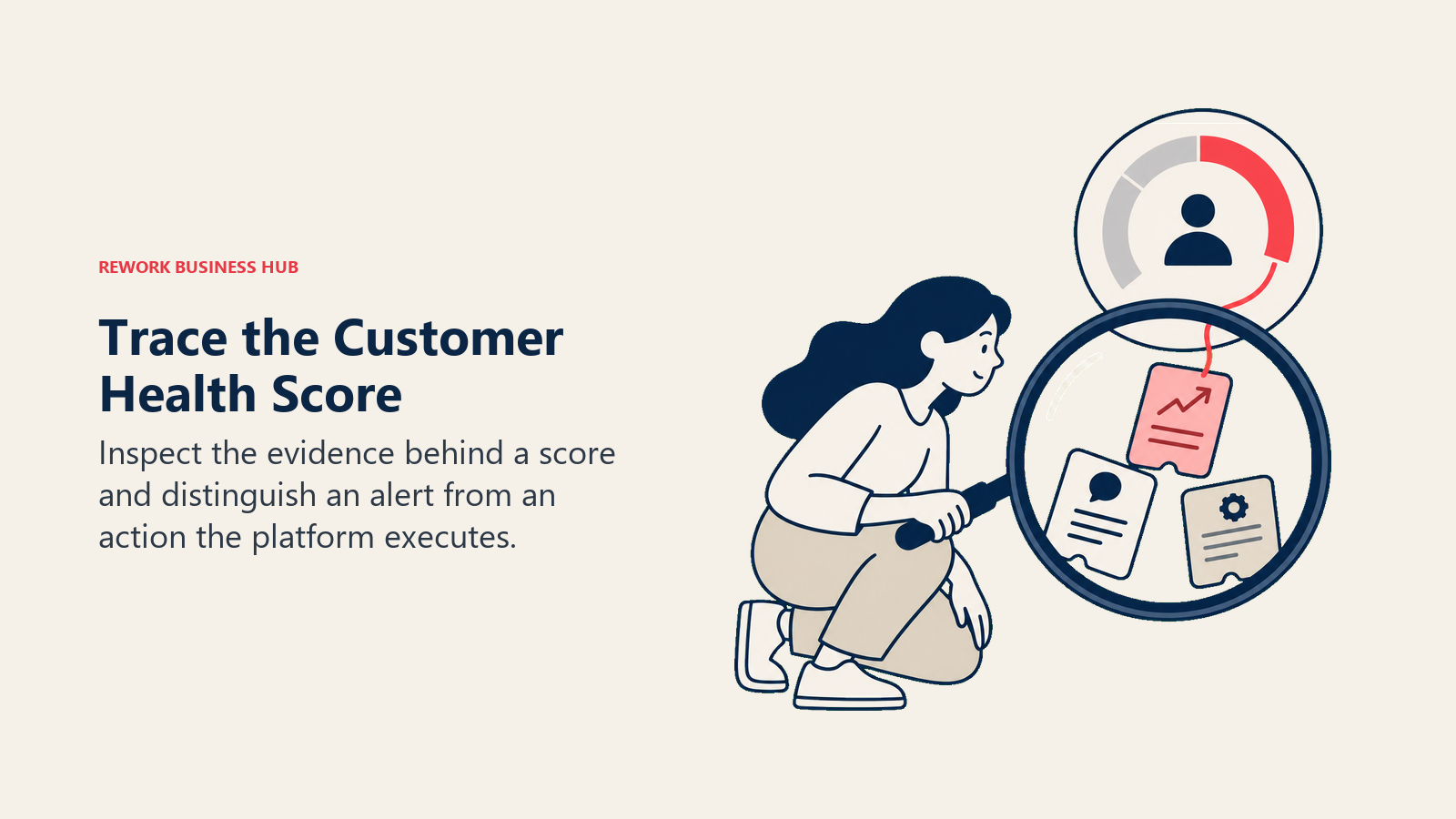 Customer success analyst tracing a health score back to supporting evidence