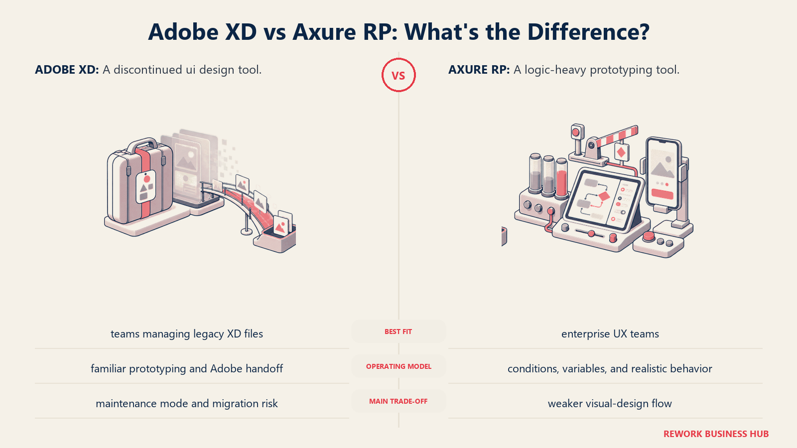 Adobe XD and Axure RP compared through matched operating metaphors for which fits better?