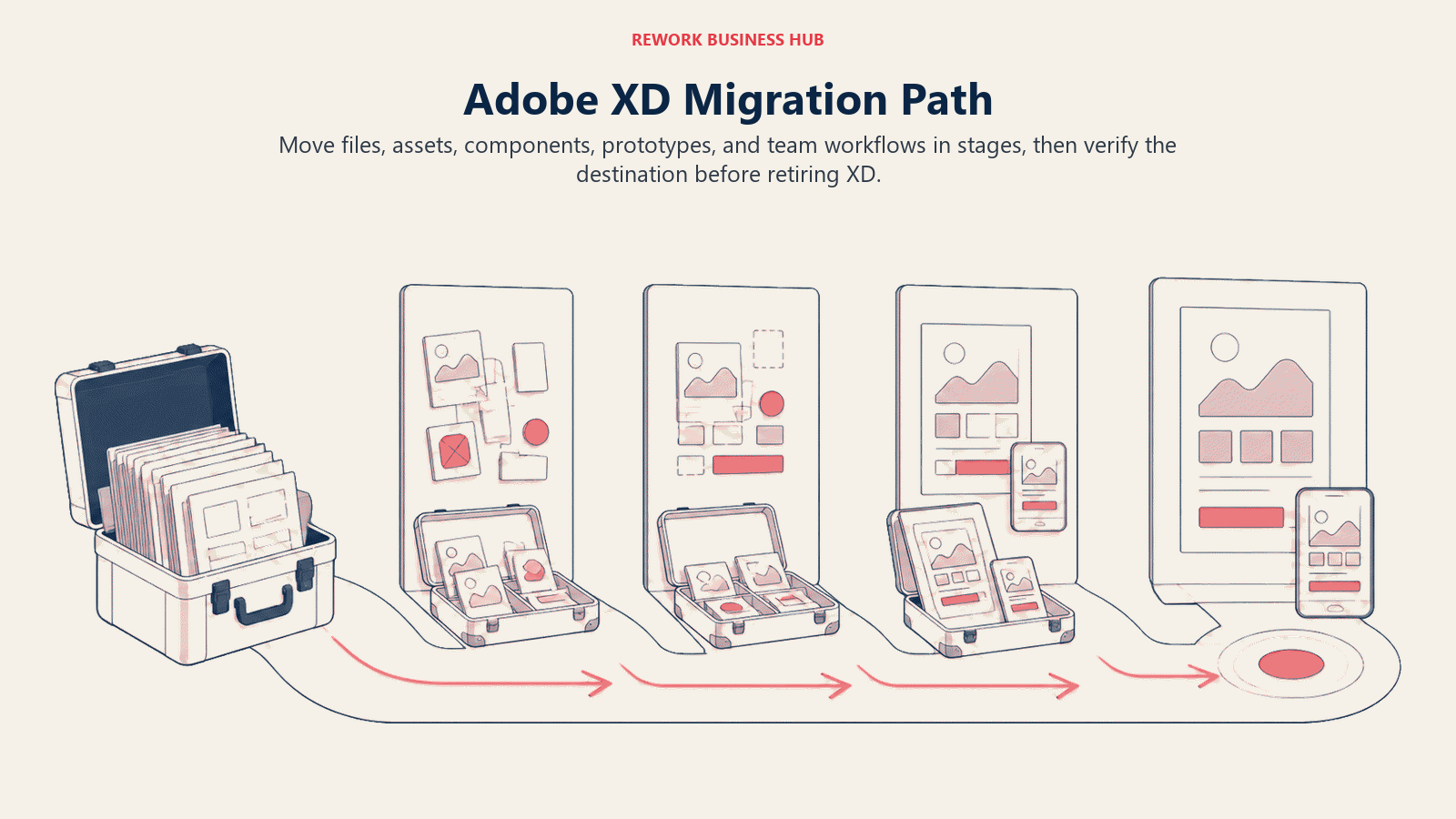 Adobe XD migration path from file extraction through component rebuilding and destination verification