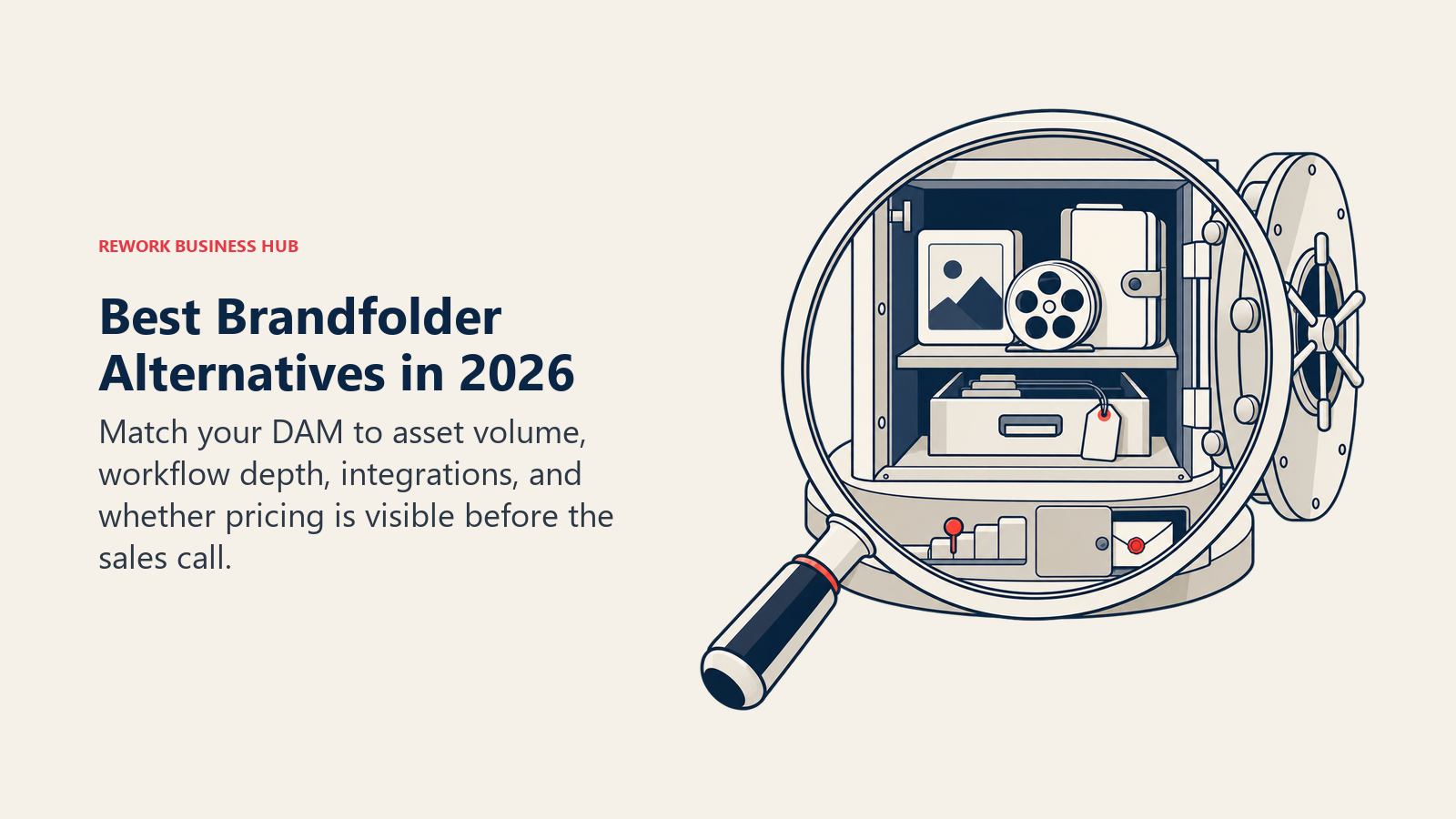 Best Brandfolder alternatives shown as a digital asset vault examined through a pricing-transparency lens