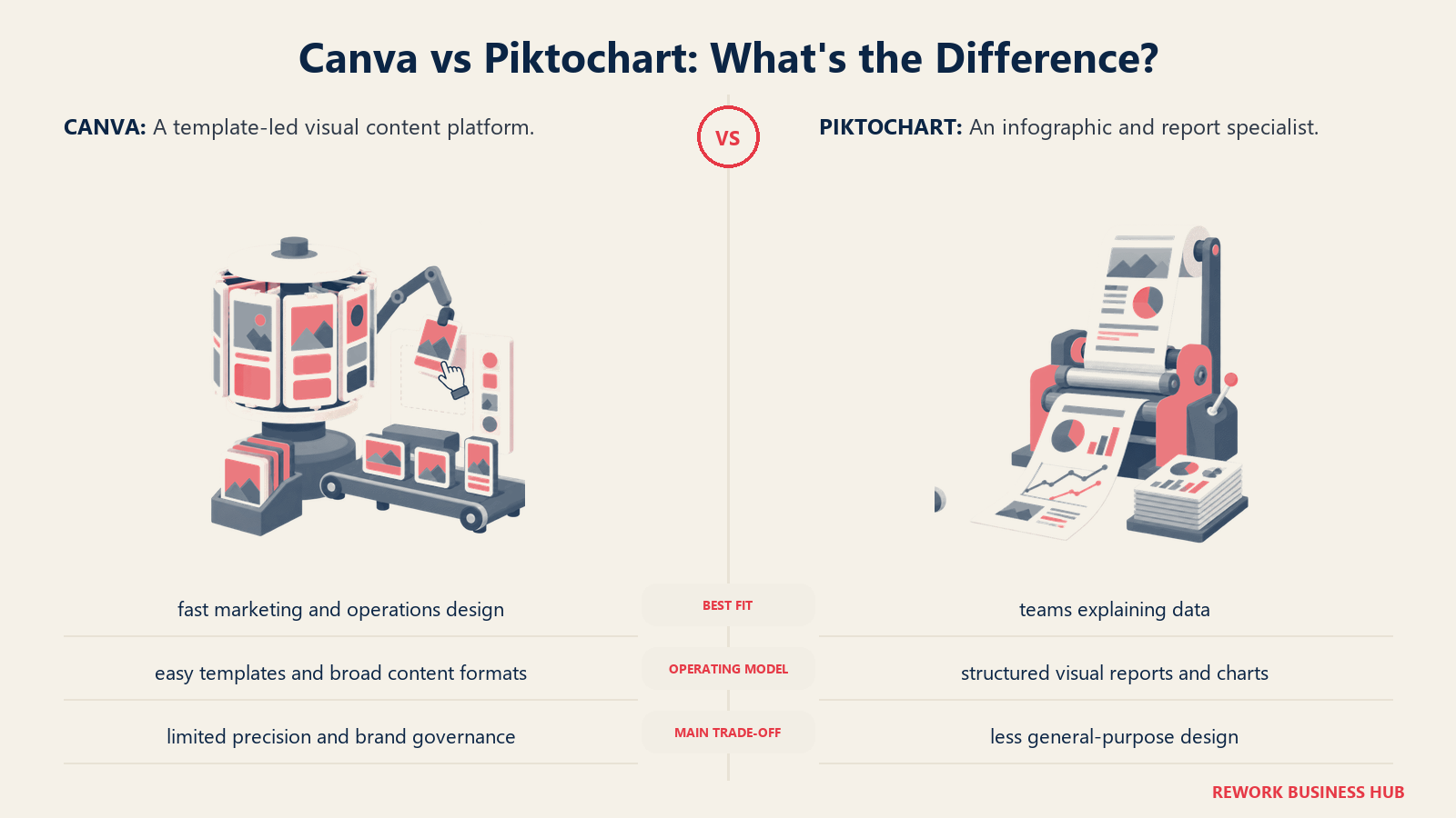 Canva and Piktochart compared through matched operating metaphors for which fits better?