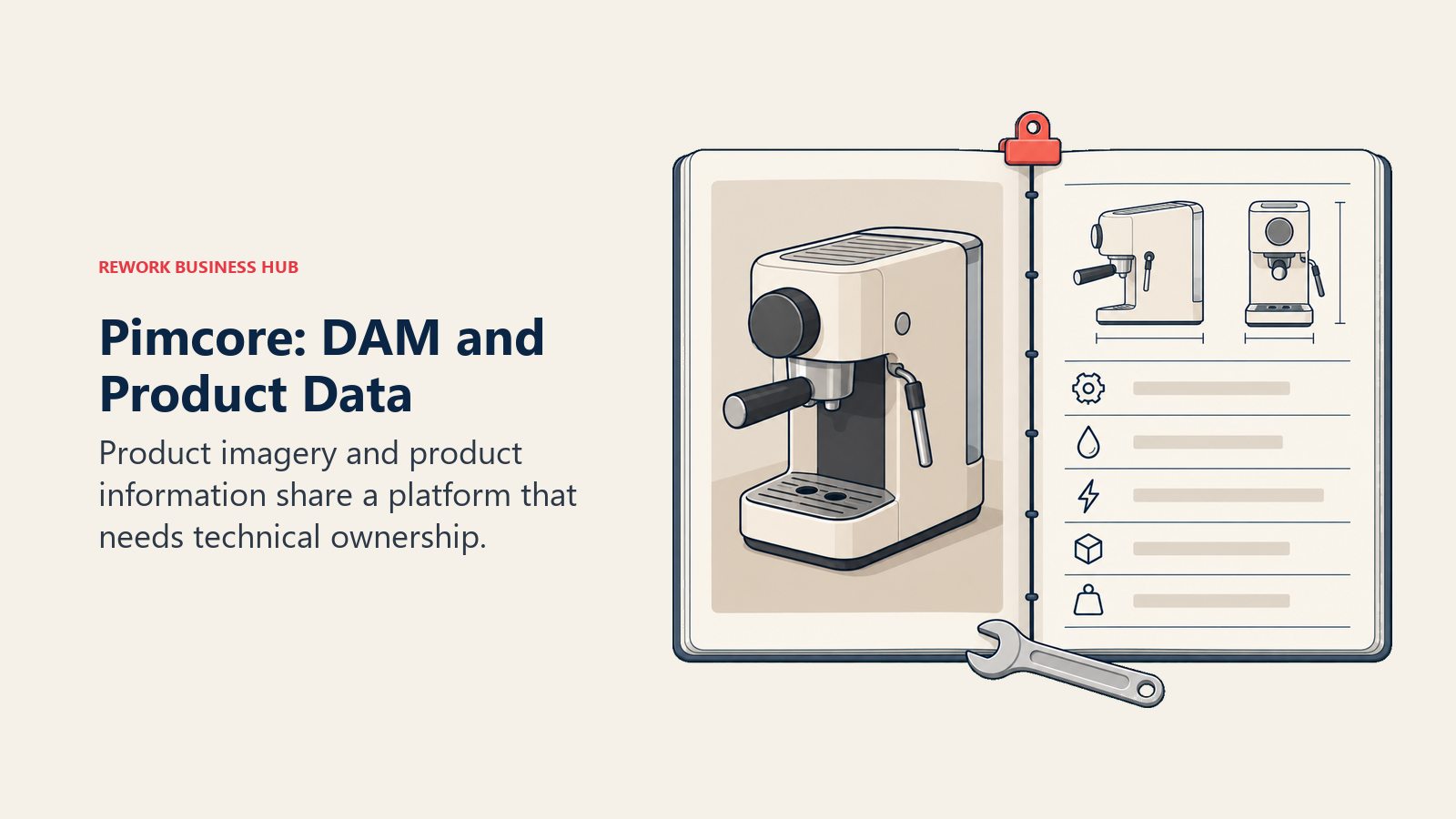 A product catalog combines imagery, specifications and technical configuration.