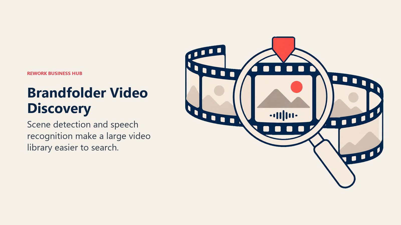 A lens finds a scene and audio waveform within a video strip.