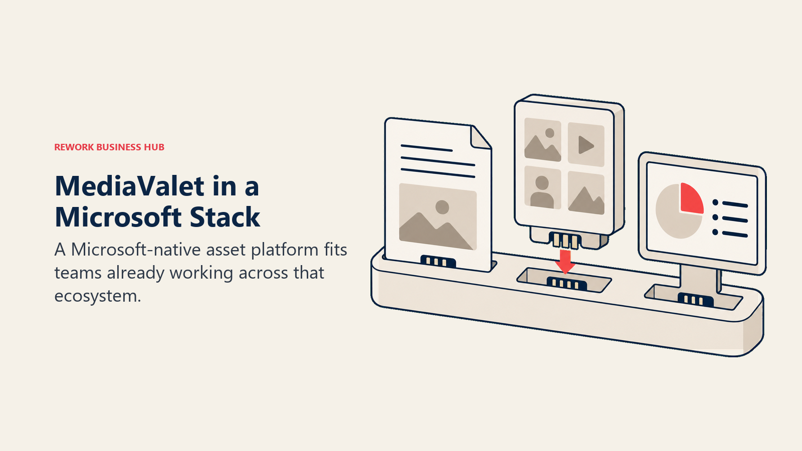 An asset cartridge docks into a shared Microsoft-oriented work environment.
