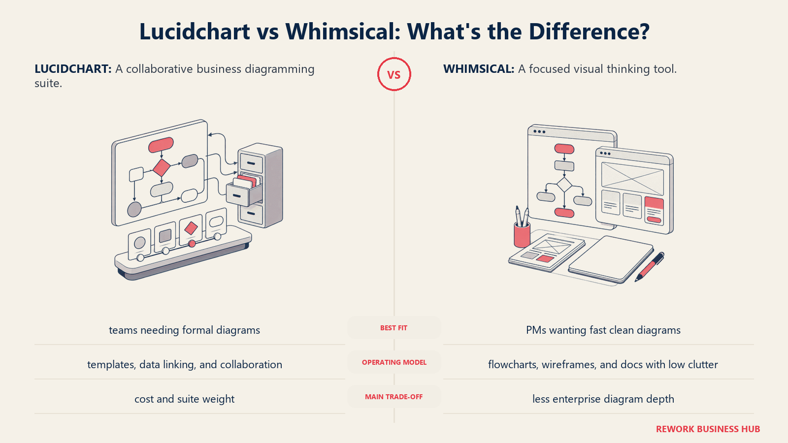 Lucidchart and Whimsical compared through matched operating metaphors for which fits better?