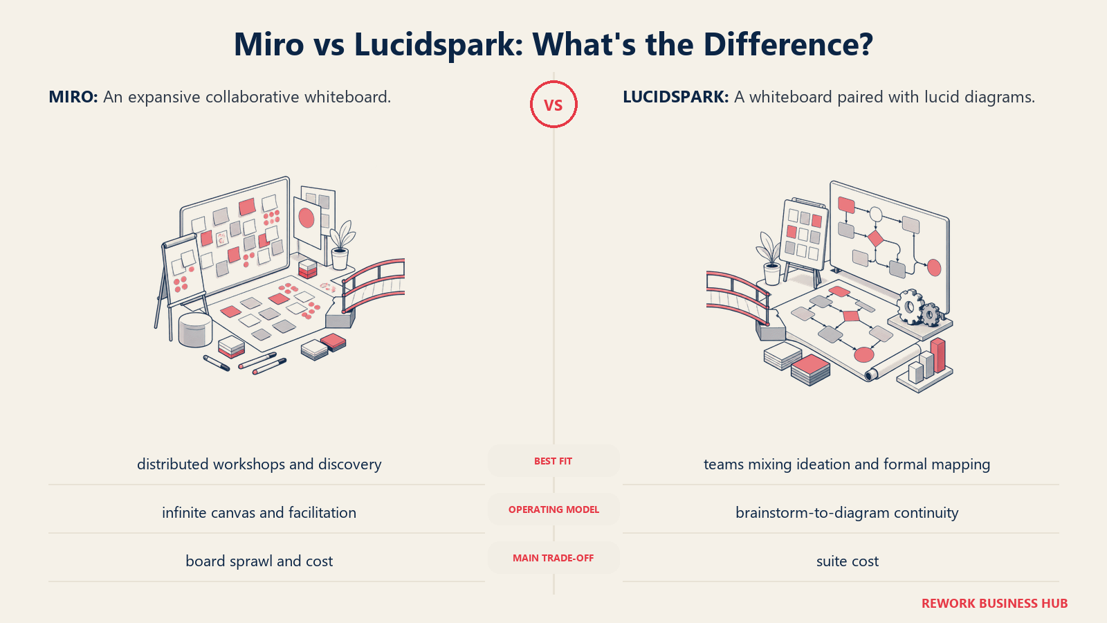 Miro and Lucidspark compared through matched operating metaphors for which fits better?