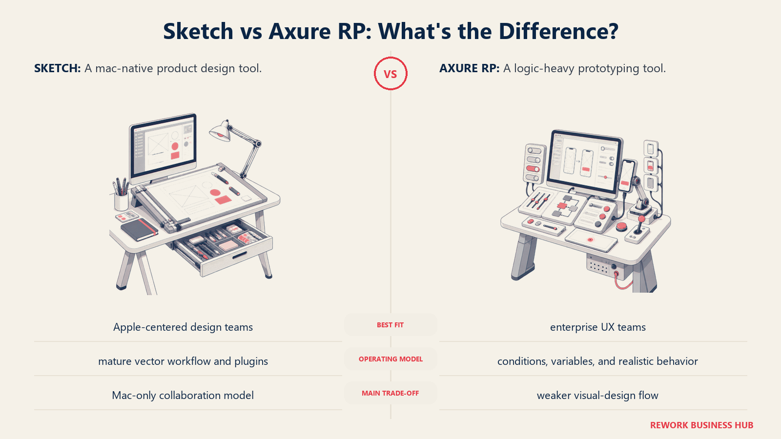 Sketch and Axure RP compared through matched operating metaphors for which fits better?