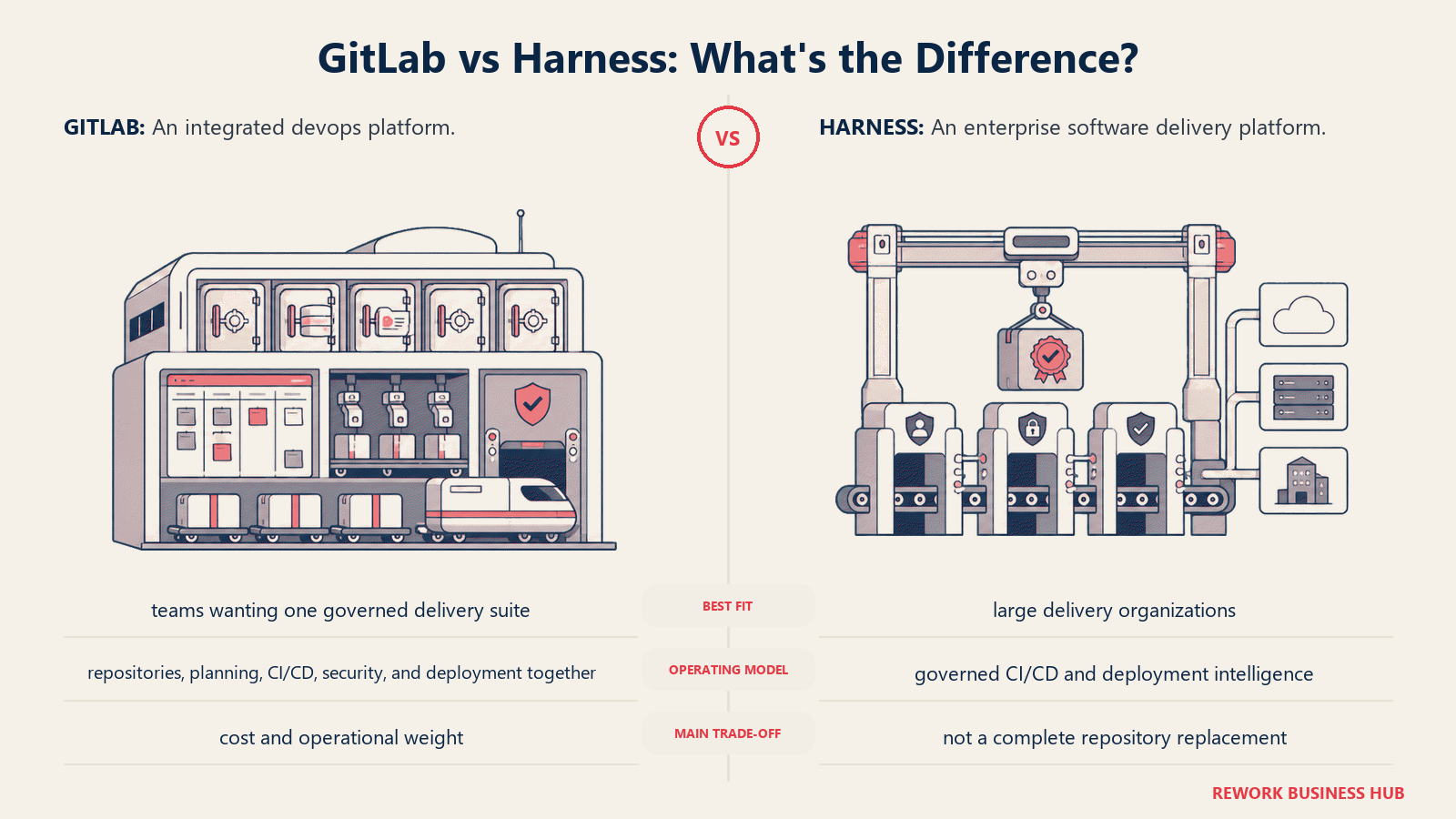 GitLab and Harness compared through matched operating metaphors for which fits better?