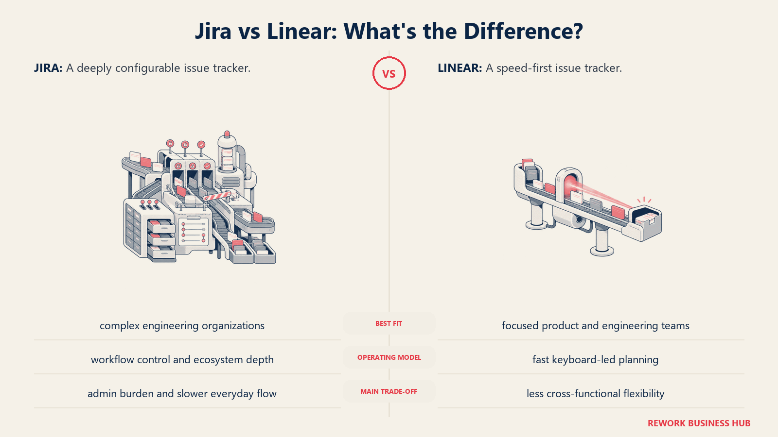 Jira and Linear compared through matched operating metaphors for which fits better?
