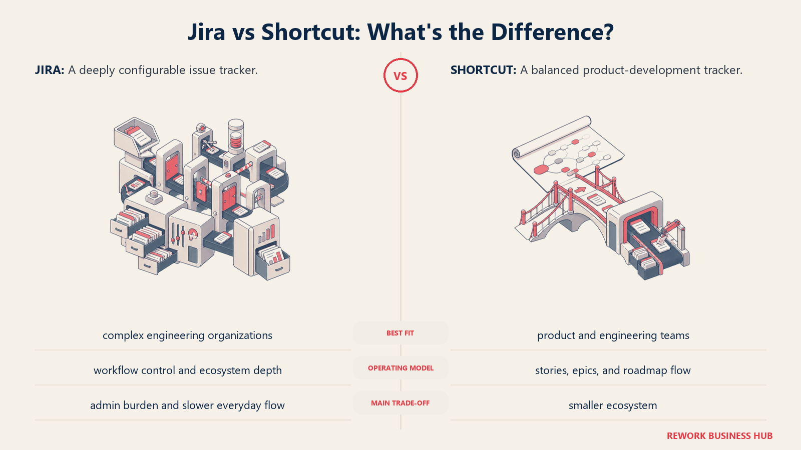 Jira and Shortcut compared through matched operating metaphors for which fits better?