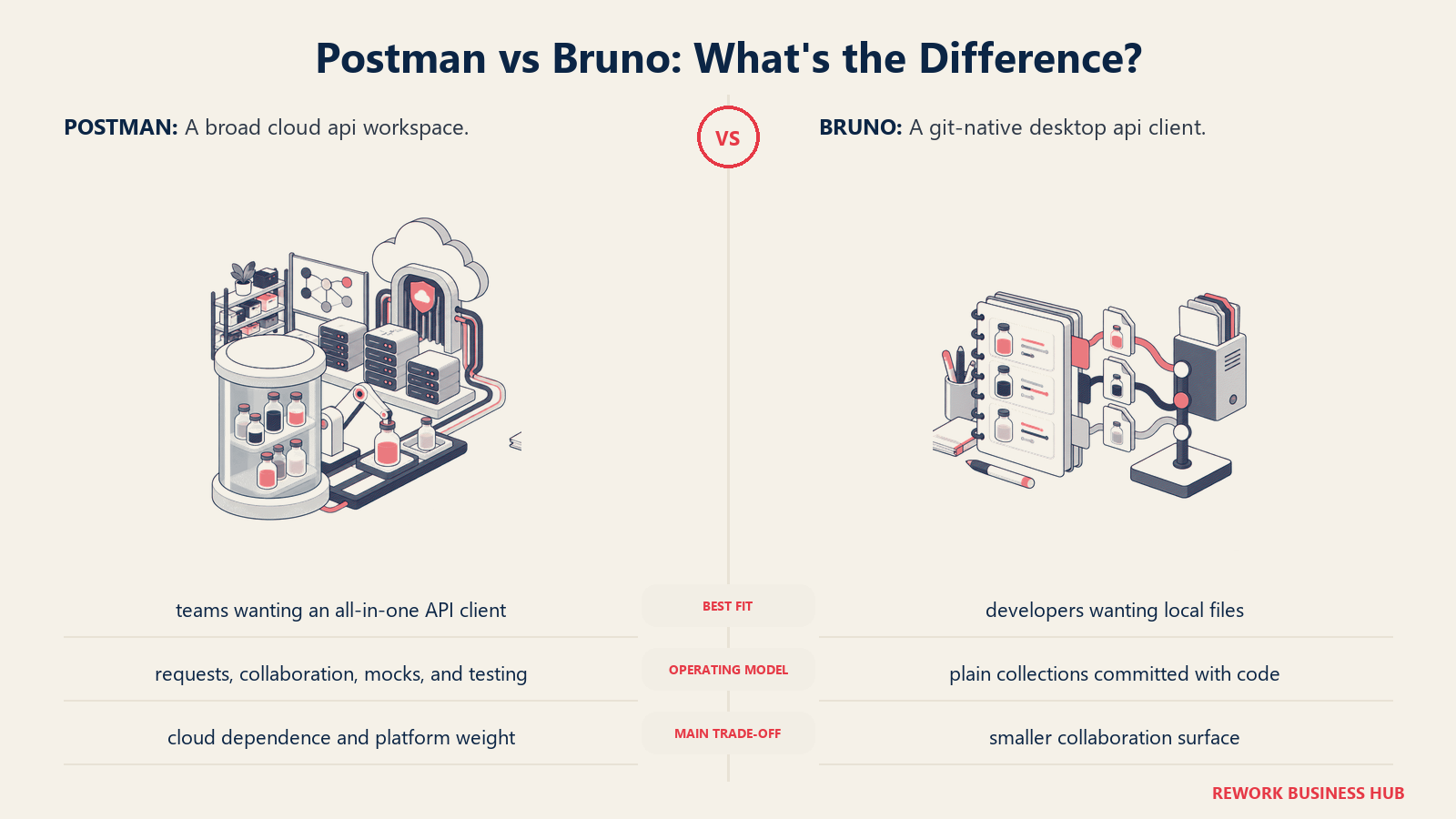 Postman and Bruno compared through matched operating metaphors for which fits better?