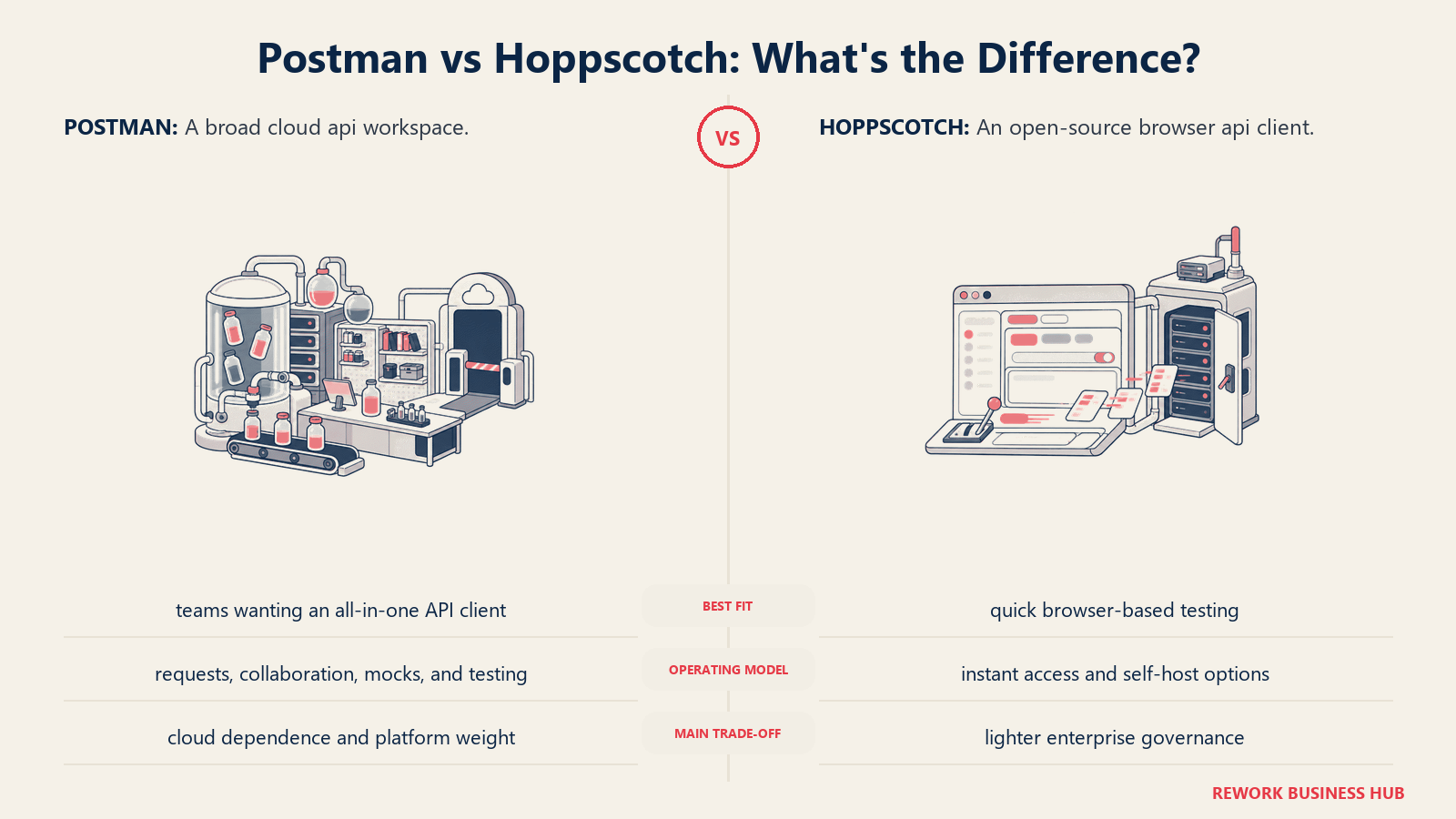 Postman and Hoppscotch compared through matched operating metaphors for which fits better?