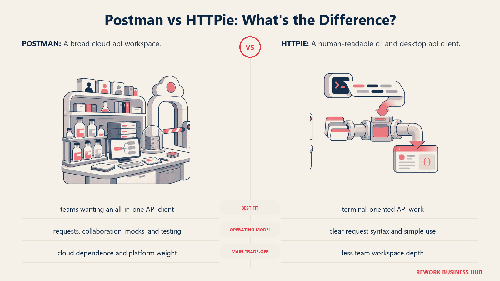 Postman and HTTPie compared through matched operating metaphors for which fits better?