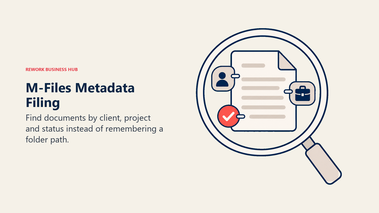 Client, project and status tags help a search lens find a document.